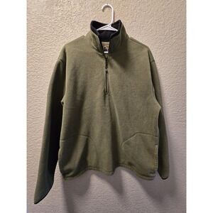 Vtg Old Navy Long Sleeve Polyester 1/4 Zip Fleece Pocket Pullover Men's Green L